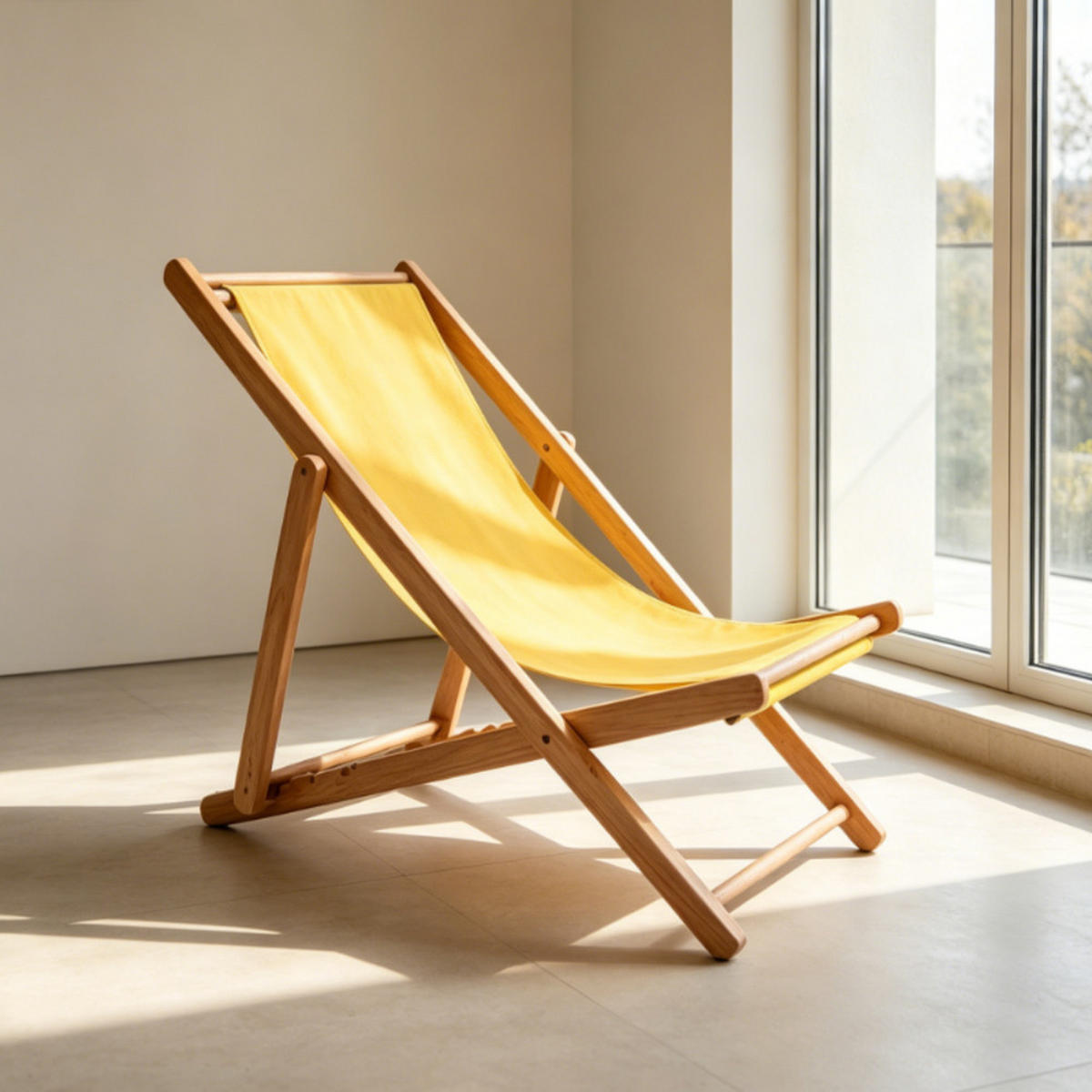 GARTENLIEGESTUHL – Massivholz und Segeltuch - Gelb, Holz (58/92/128cm)