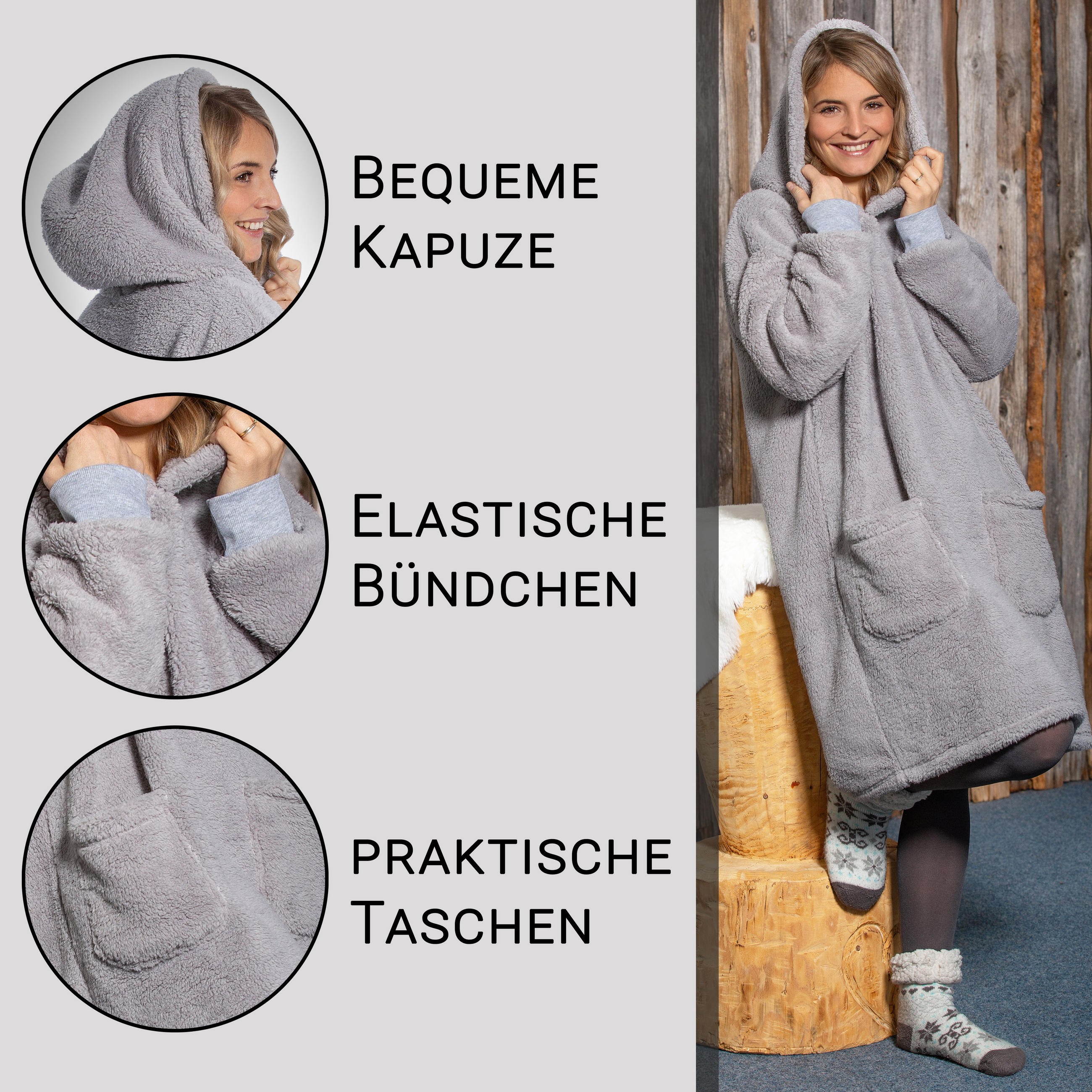 KUSCHELDECKE, onesize, 100% Polyester, Grau - Hellgrau, Textil (175/130cm) - Zollner