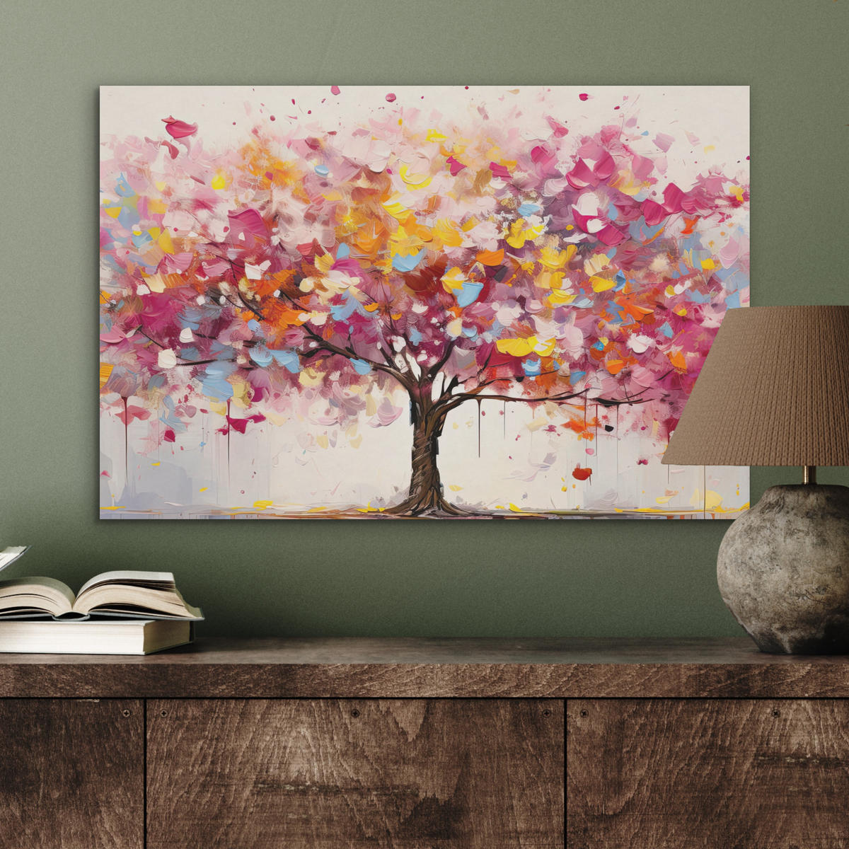 AKUSTIKBILD Aquarell - Baum - Kunst - Abstrakt Wanddeko 70x50 cm - Multicolor, Kunststoff (70/50/0.9cm) - MuchoWow