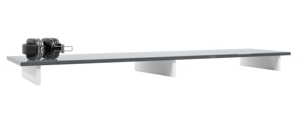 TVAUFSATZ Game Weiß matt / Grau Hochglanz - Grau, Holzwerkstoff (138.5/9.5/34.5cm) - Vladon
