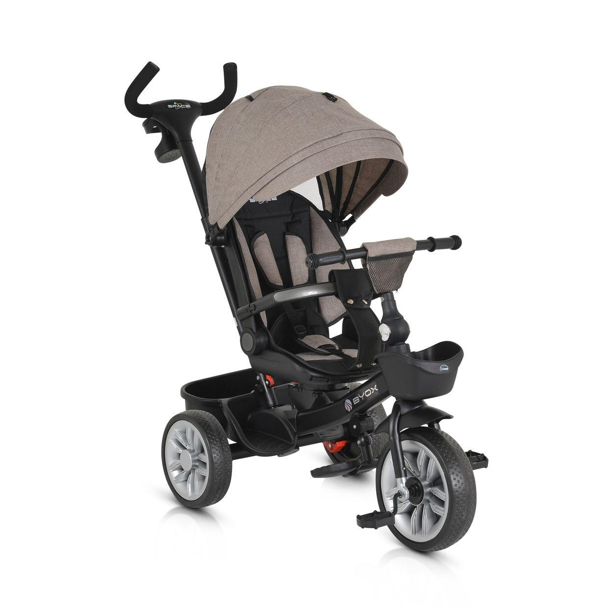 DREIRAD Space 3 in 1 beige Getränkehalter, Korb, Schiebegriff, EVA-Räder - Beige, Metall (89/51/98cm)
