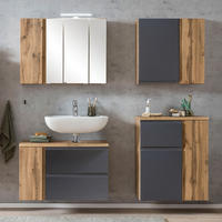 BADMÖBEL-SET 4-TLG. Vasto-03 - Grau, Holzwerkstoff (165/200/35cm) - Lomado