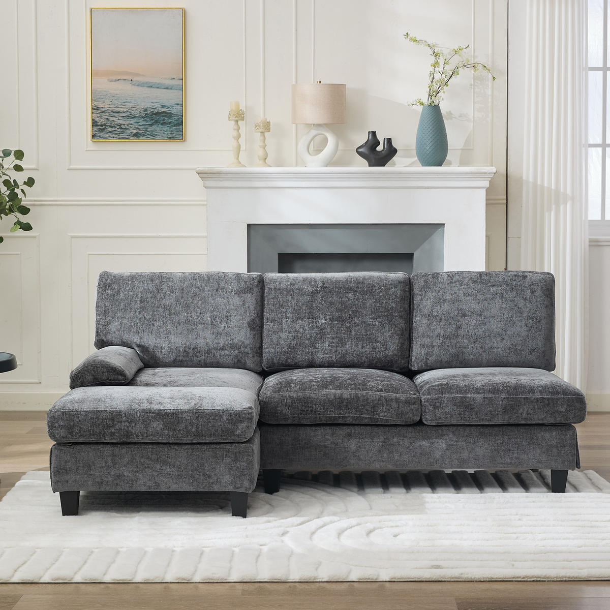 3-SITZER-ECKSOFA aus Stoff 194x118x81 cm in Grau mit Schlaffunktion - Grau, Textil (118/81/194cm) - Modfu