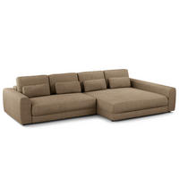 ECKSOFA mit XXL-Longchair - Taupe/Schwarz, Kunststoff/Textil (323/182cm) - home24