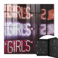 SCHLÜSSELBOX Schwarz 30x30 cm- Türöffnung nach rechts - Neoninschrift - Lila, Metall (30/30/5cm) - TULUP