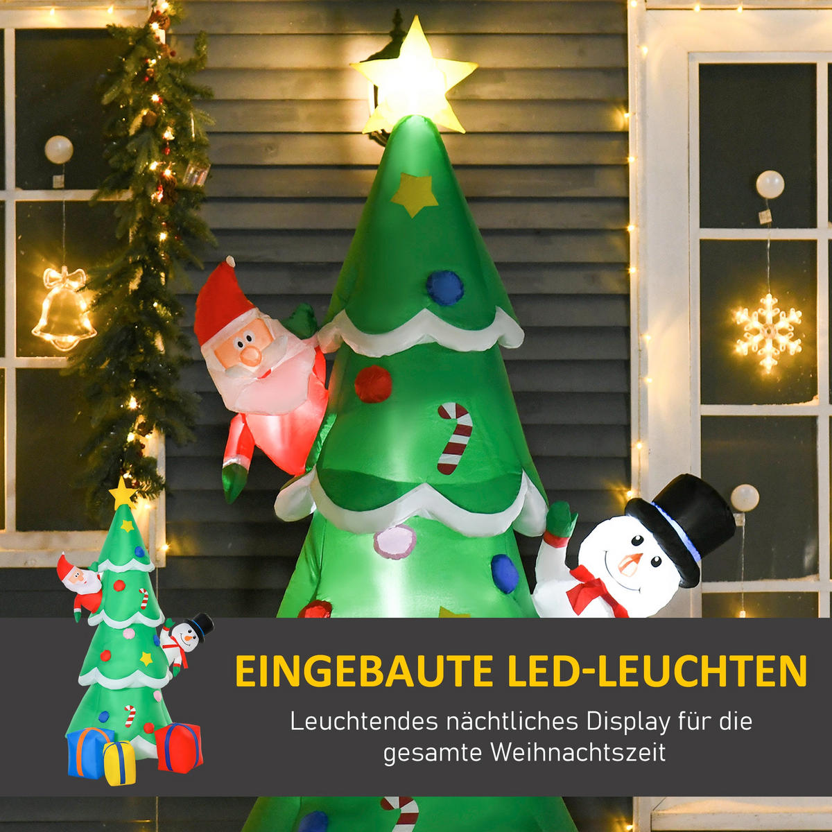 AUFBLASBARER Weihnachtsbaum, Polyester, Grün - Grün, Kunststoff (125/210/144cm) - HOMCOM