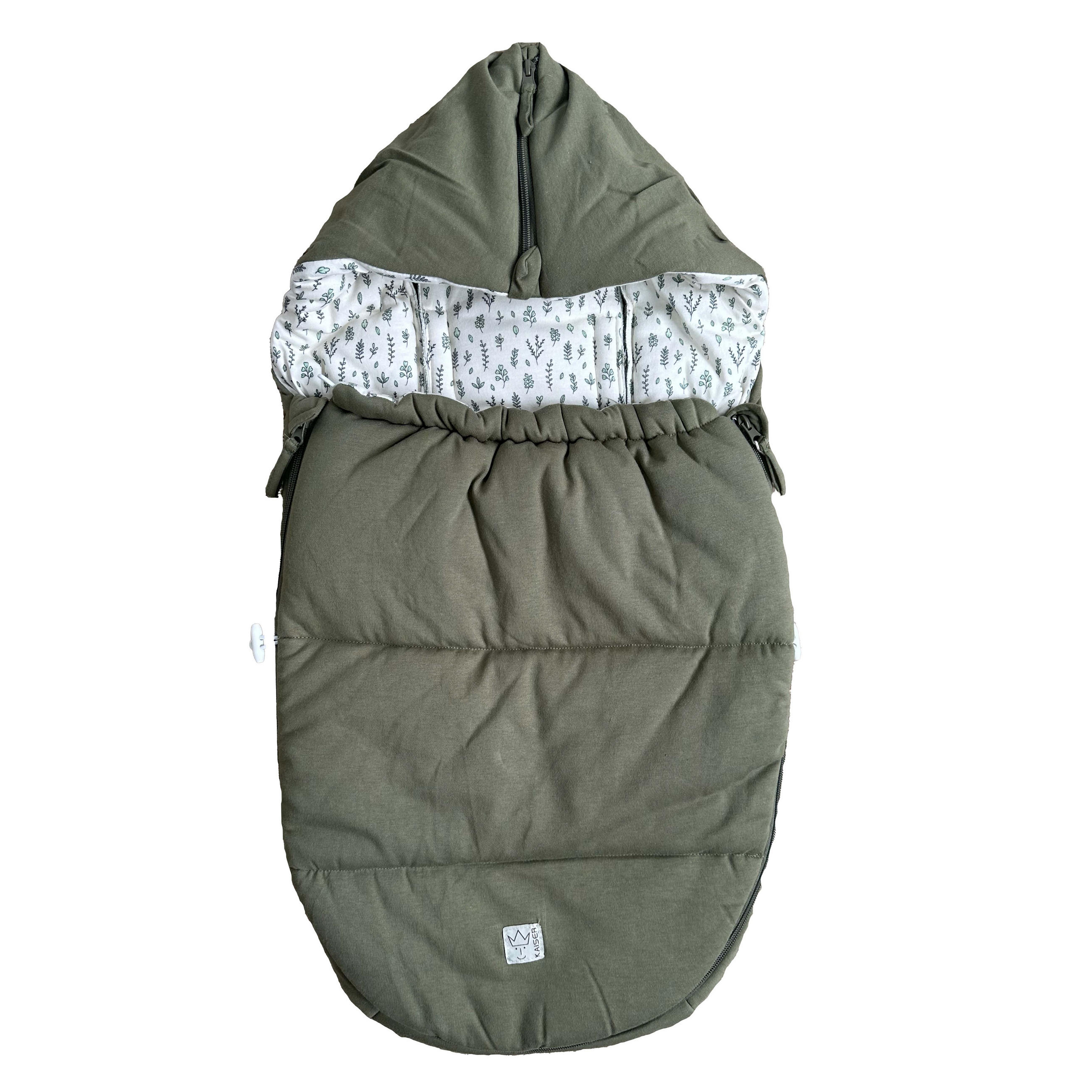 BABYSCHALENFUSSSACK Small Jersey Hooded, olive green - Olivgrün, Textil (40/9/80cm) - Kaiserbaby