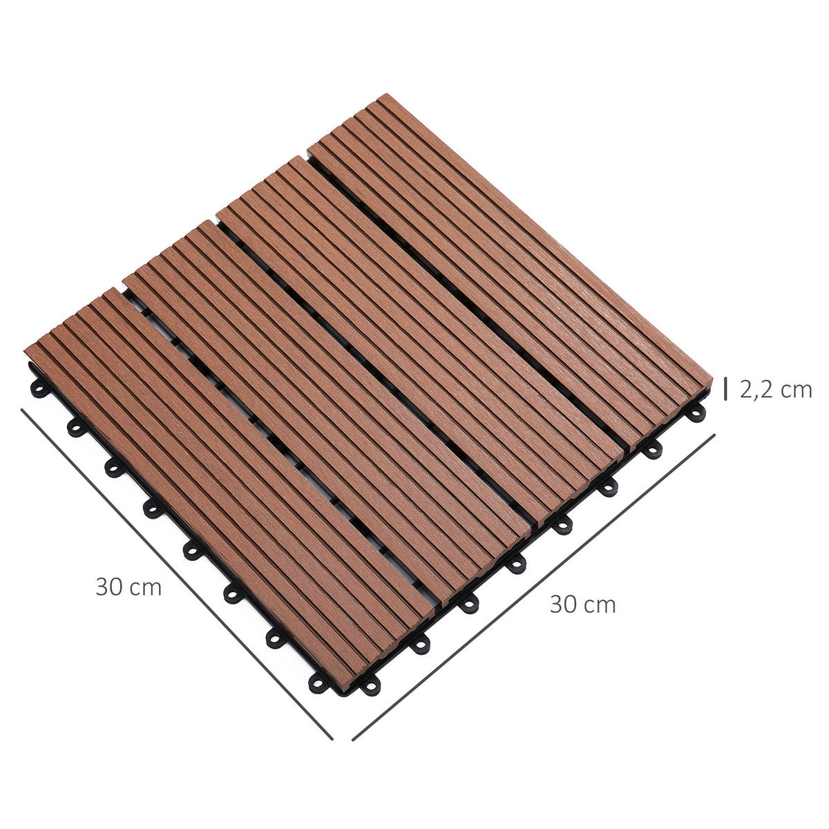 TERRASSENPLATTEN 11er-Set DE-13785 klickbar aus HDPE Hellbraun - Braun, Kunststoff (30/30/2.2cm) - ComfortXL