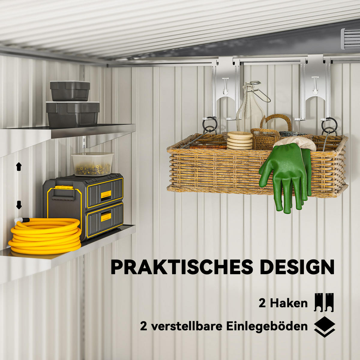 METALL Gerätehaus 2,81m² 154x206,5x181 cm Geräteschuppen mit Pultdach Fundament - Dunkelgrau, Metall (206.5/181/154cm) - Outsunny