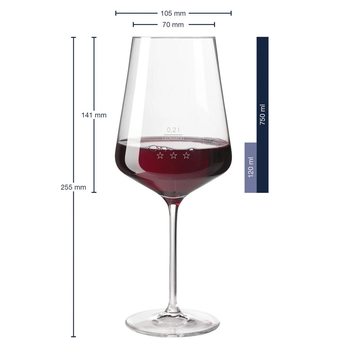 ROTWEINGLÄSER GEEICHT Puccini Gastro-Edition transparent 0,2 l 6er Set - Transparent, Glas (0.2L) - Leonardo Living