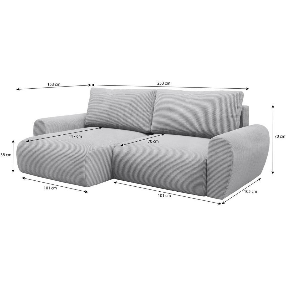 ECKSCHLAFSOFA Poss L grün links - Grün, Textil (253/153cm) - Beautysofa