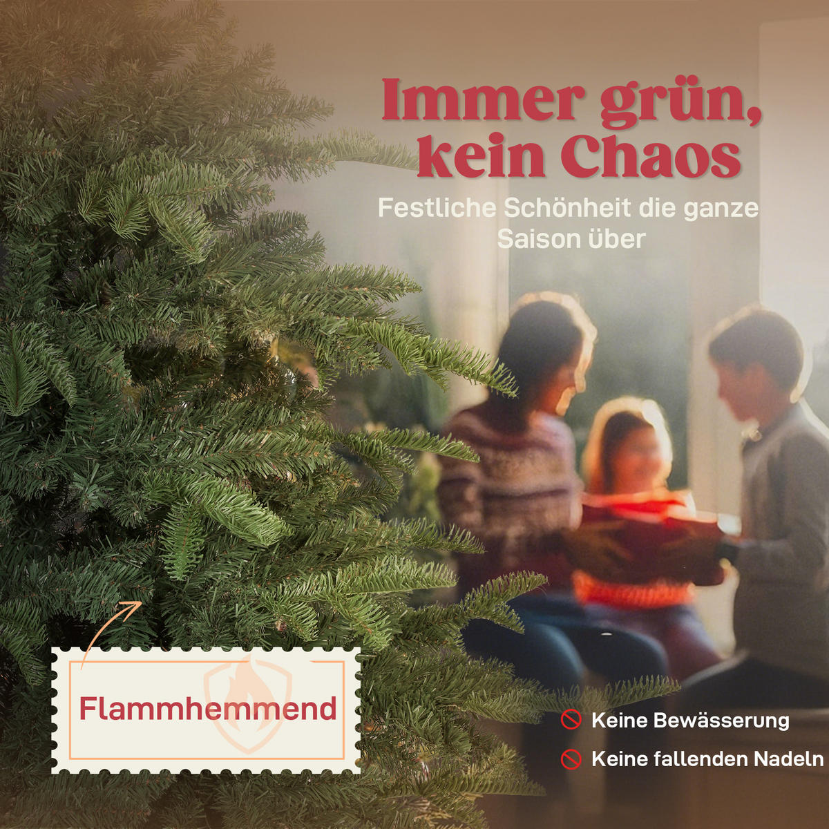 WEIHNACHTSBAUM künstlich 180 cm Christbaum mit dichten Zweigen, Metallständer - Grün, Kunststoff (180cm) - HOMCOM