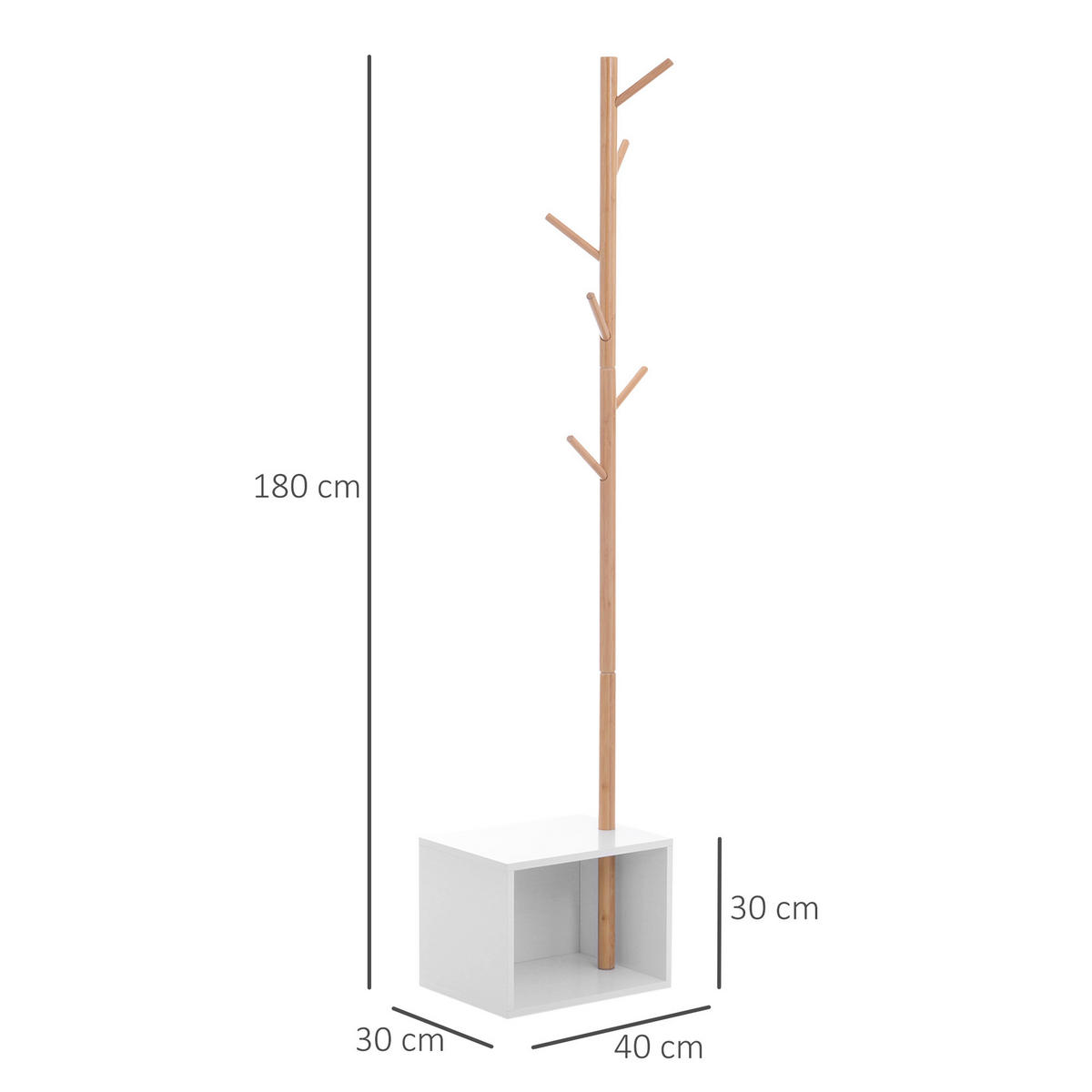 GARDEROBENSTÄNDER Weiß 40/30/180 cm - Weiß, Fell (30/180/40cm) - PANGIVO