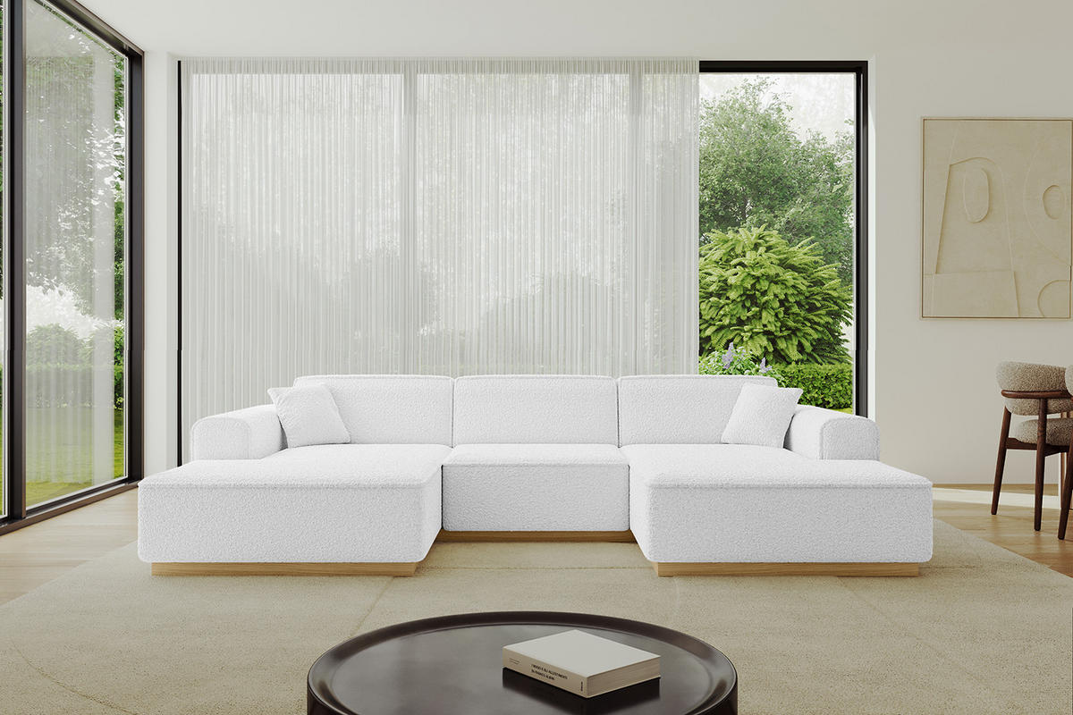 WOHNLANDSCHAFT IREA-U1-v2 - 297x165x81 cm Weiß - Weiß, Holzwerkstoff/Textil (297/81/165cm) - ALTDECOR