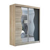 SCHWEBETÜRENSCHRANK 120 CM RIMA Farbe: Sonoma / sonoma / schwarz - Schwarz/Braun, Holzwerkstoff (120/215/59.5cm) - A&J MöbelLand