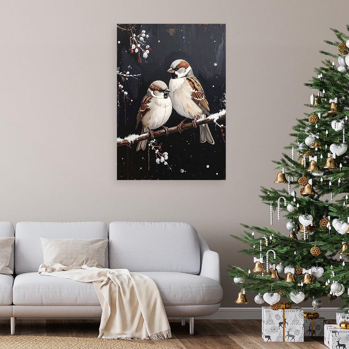 LEINWANDBILD Weihnachten 80x120cm - Schwarz, Textil (80/120cm) - Feeby