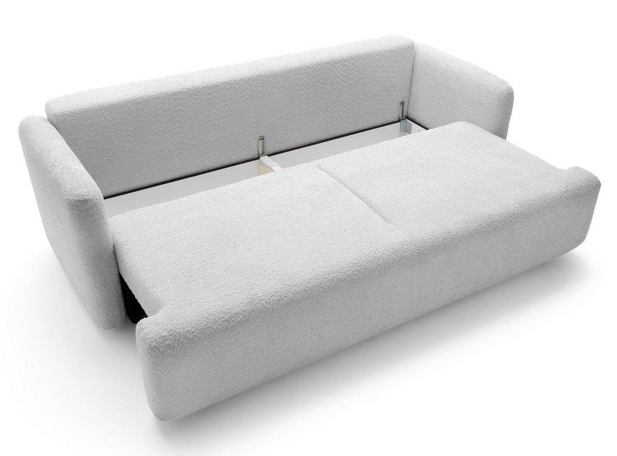 SCHLAFSOFA Lambina Hellgrau Boucle - Hellgrau/Schwarz, Kunststoff/Textil (227/92/104cm) - Selsey