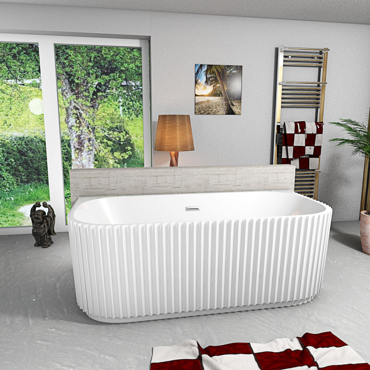 BADEWANNE freistehend F07 170x80cm - Weiß, Glas/Kunststoff (80/58/170cm) - AcquaVapore by Sandra Jentho