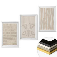 WANDBILDER 3er-Set - 40x60 cm Weißer Rahmen - Abstrakte beige Muster - Weiß, Kunststoff (40/60cm) - ArtPrintCave