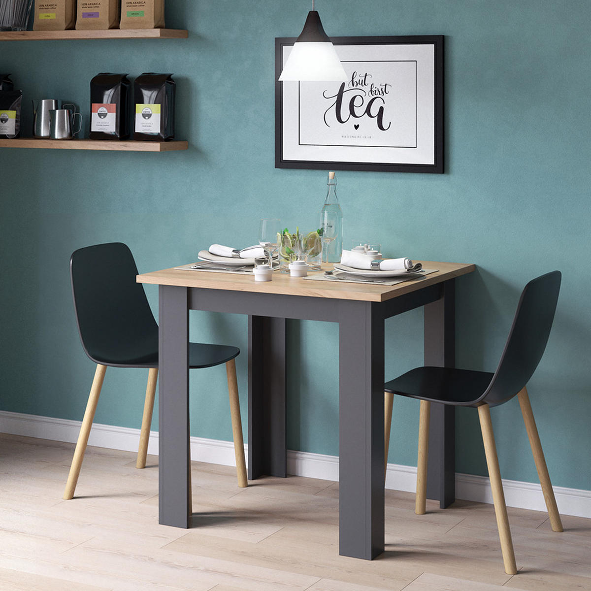 ESSTISCH Karlos Goldkraft Eiche 80 x 80 cm - Eiche Wotan, Holzwerkstoff (80/80/76.6cm) - Vicco