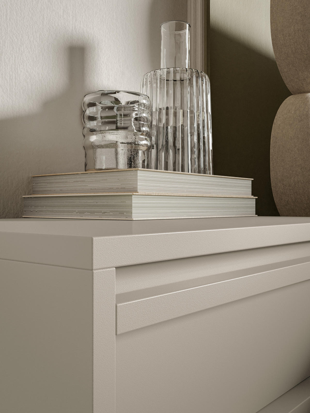 NACHTSCHRANK Evo Graubeige mit Metallgestell 50 cm - Greige/Schwarz, Holzwerkstoff/Metall (50/44/34cm) - Selsey