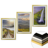 WANDBILDER 3er Set - 40x60 cm Goldrahmen - Berglandschaften Wasserfall - Goldfarben, Kunststoff (40/60cm) - ArtPrintCave
