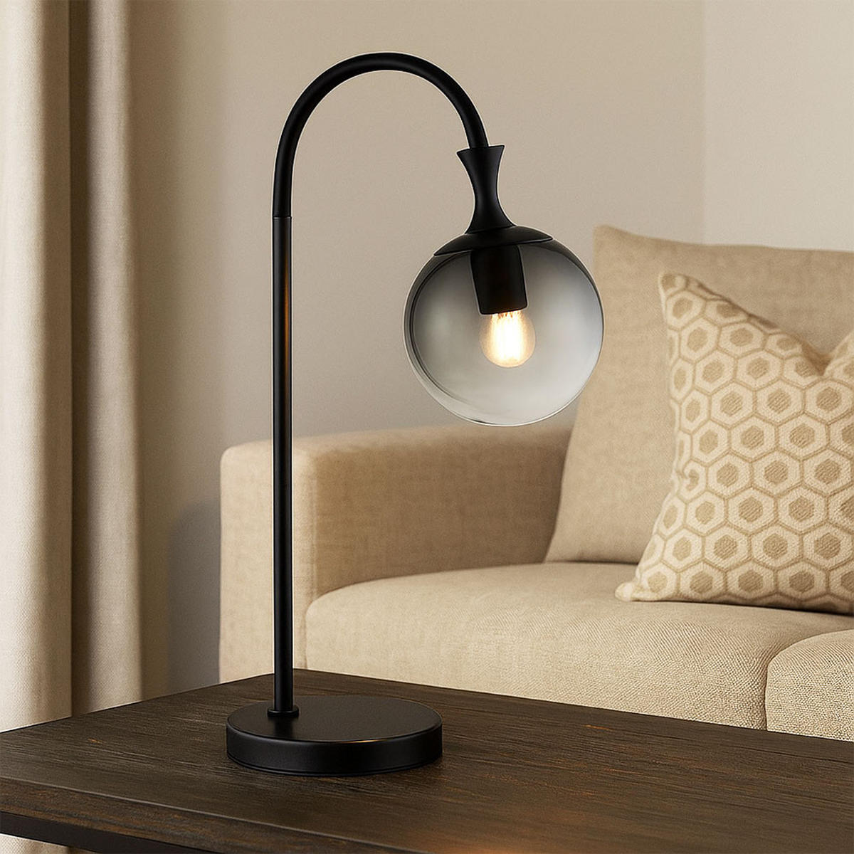 TISCHLEUCHTE Metall Schwarz - Schwarz, Glas (22.5/18/57.5cm) - Globo Lighting