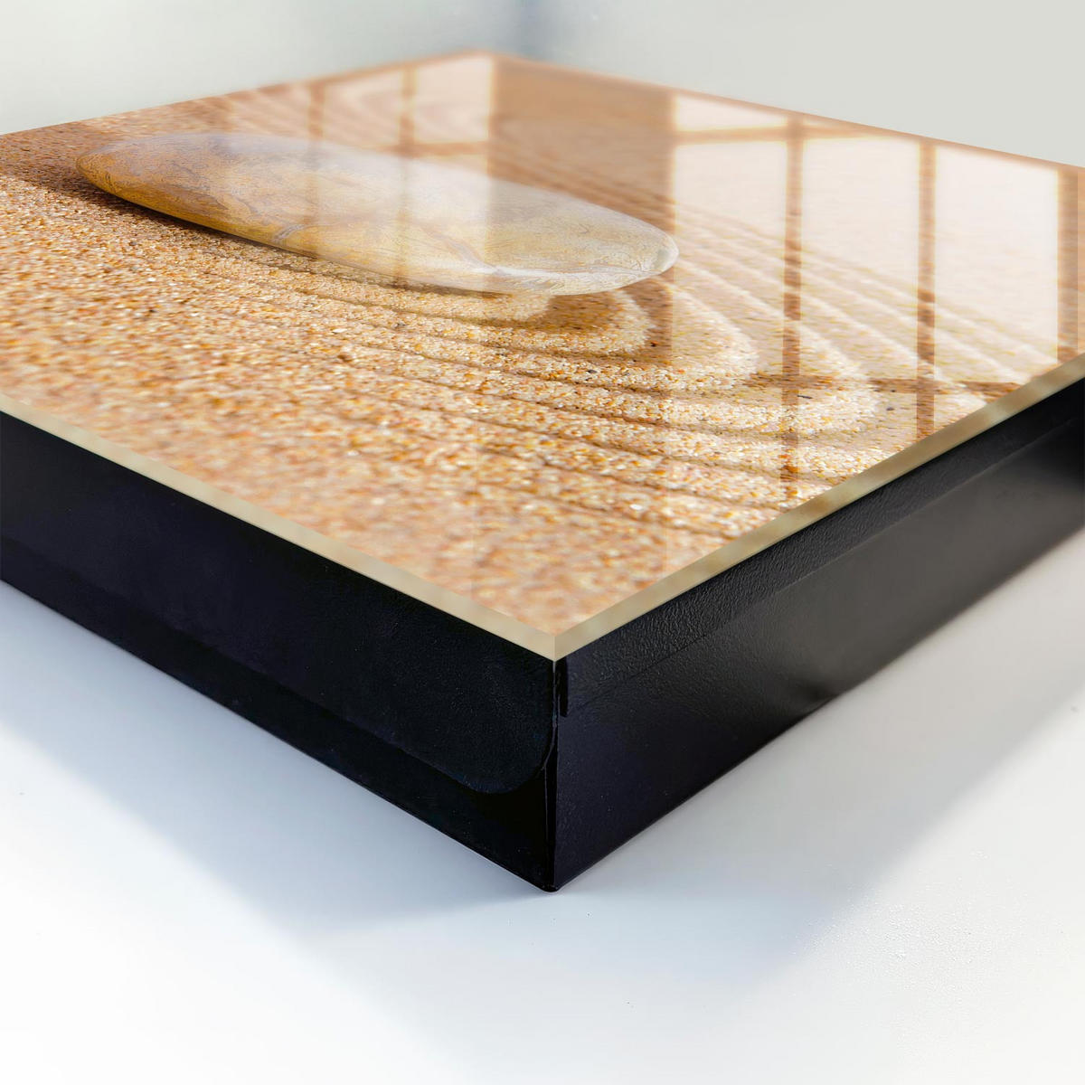 SCHLÜSSELBOX Schwarz 30x30 cm- Türöffnung nach rechts - Ein Stein im Sand - Beige, Metall (30/30/5cm) - TULUP