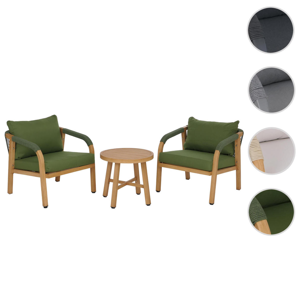 LOUNGE-SET Braun, Grün - Braun/Grün, Metall - MCW