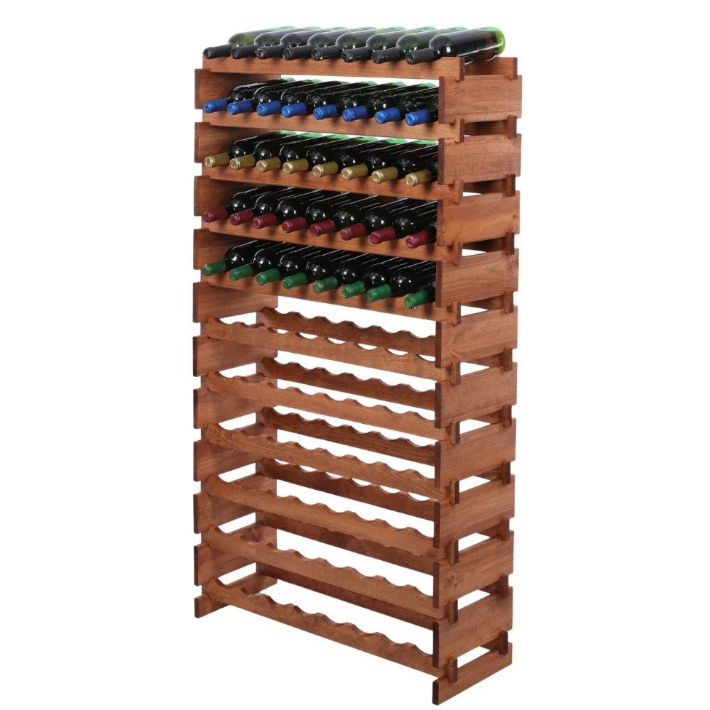 WEINREGAL VINOTECA FLEX PRO HxBxT 149x84x28cm 88 Flaschen auf 11 Ebenen Braun geölt - Braun, Holz (84/149/28cm) - PROREGAL