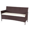 3-SITZER POLY-RATTAN GARTENBANK Braun, Cremeweiß - Braun/Weiß, Kunststoff (154/82/60cm) - MCW