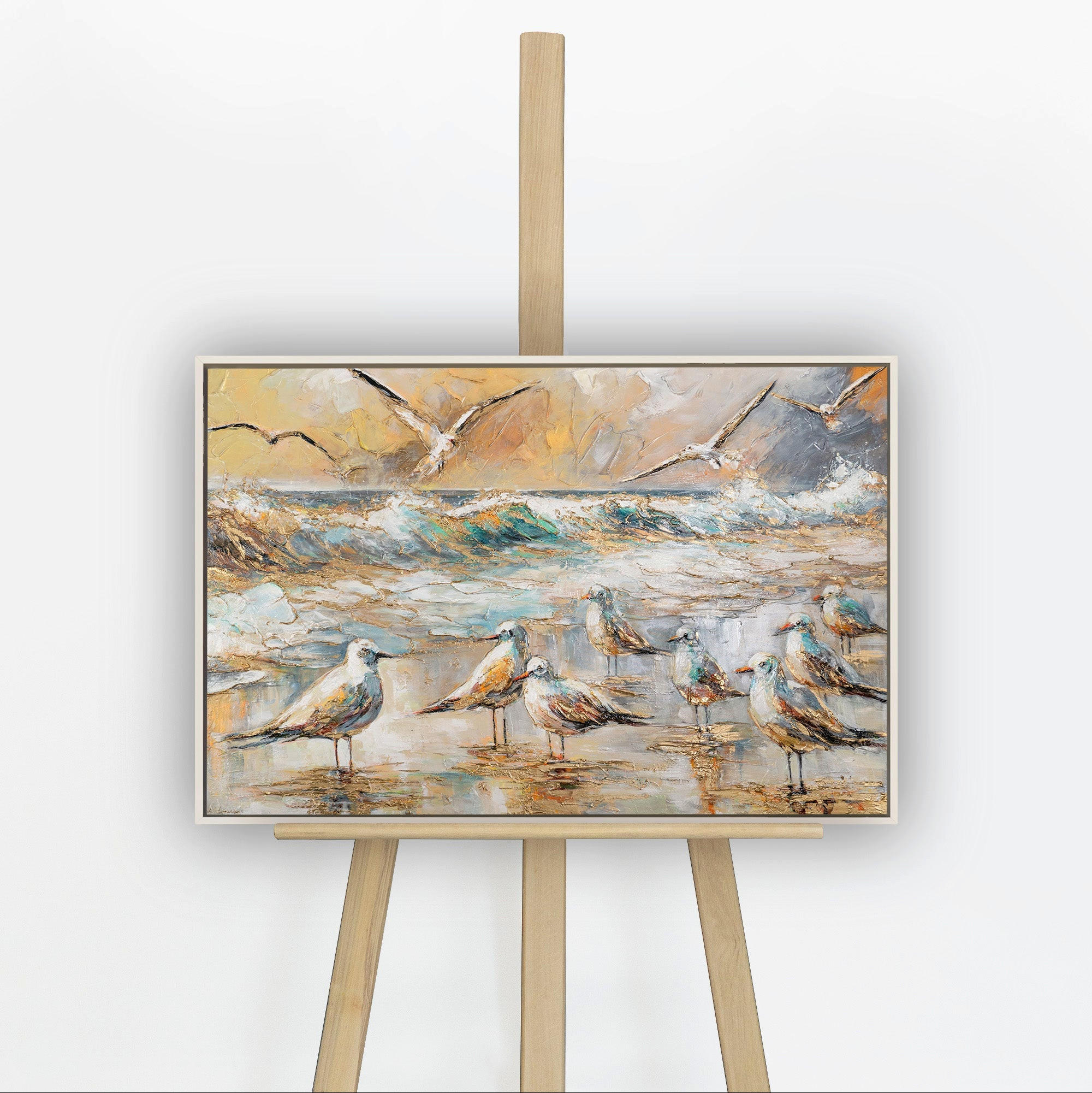 GEMÄLDE Harmonien der Küste Schattenfugenrahmen Weiß 60x40 cm - Weiß, Holz (60/40cm) - YS-art gallery