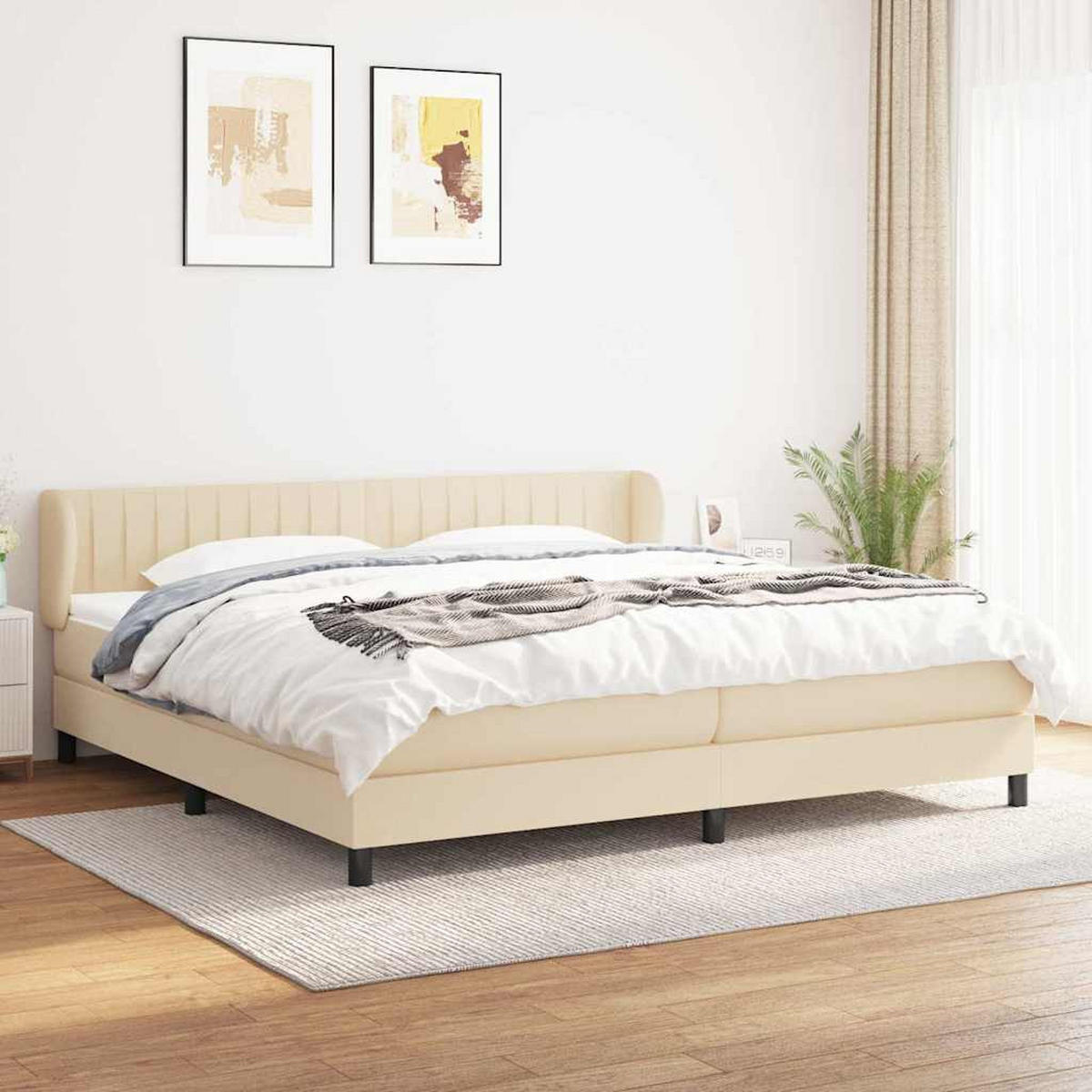 BOXSPRINGBETT 200/200 Cm Creme Gewebe - Creme, Textil (203/203cm) - vidaXL