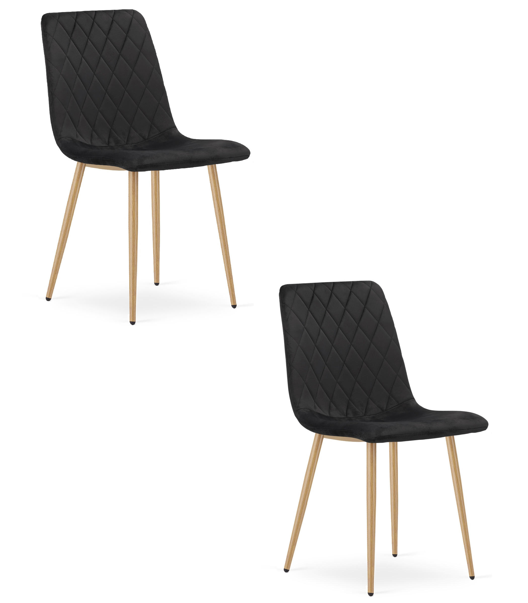 ESSZIMMERSTUHL 2-er Set TURIN schwarzer Sitz, Beine in Holzfarbe - Eichefarben/Schwarz, Textil (44.5/88.5/53cm) - Valora