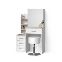 SCHMINKTISCH Loreta Weiß/Sonoma 80 cm mit Hocker - Weiß/Sonoma Eiche, Holzwerkstoff (80/131.6/36cm) - Livinity®