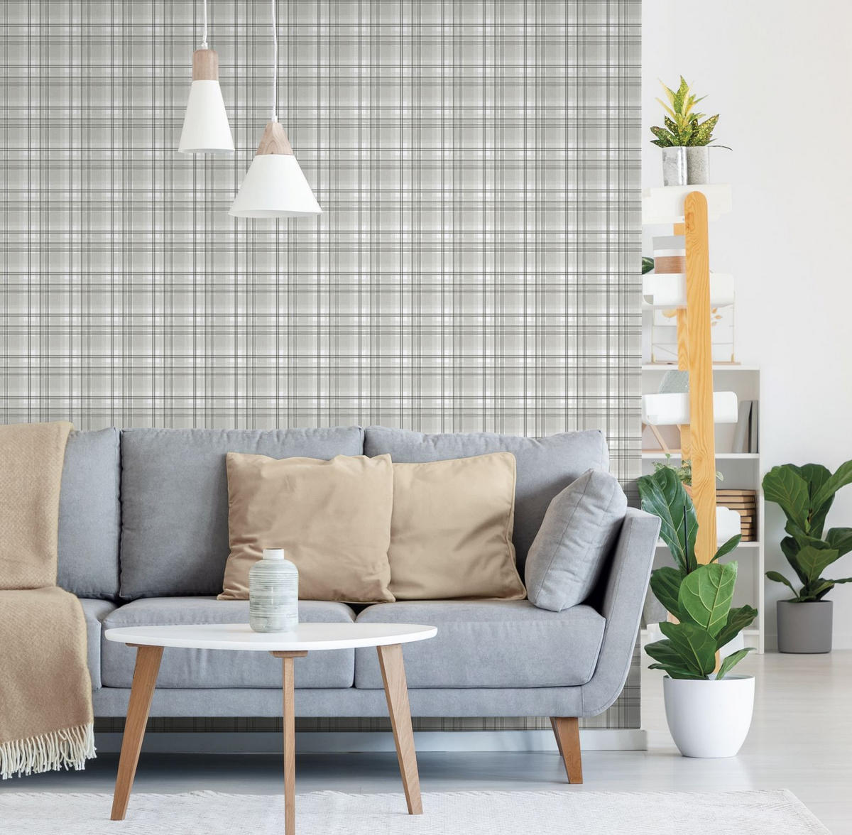 TAPETE Karomuster 53 cm x 10.05 m - Grau, Papier (53/1000cm) - Sanders & Sanders