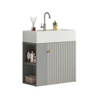 WASCHTISCHKOMBI 55 cm Grau/Weiß aus Spanplatte mit Keramikbecken und Soft-Close - Grau, Holzwerkstoff (55/66.5/31cm) - OKMYHOME