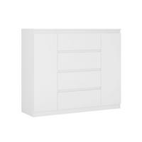 KOMMODE, Farbe: Mattweiß, 120 x 39 x 101 cm, mit 2 Türen und 4 Schubladen - Weiß, Holzwerkstoff (120/101/39cm) - 3XE LIVING