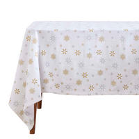 TISCHDECKE Weihnachten, weiß-gold mit Schneeflocken, 137/137 cm - Weiß, Textil (137/137cm) - Homescapes