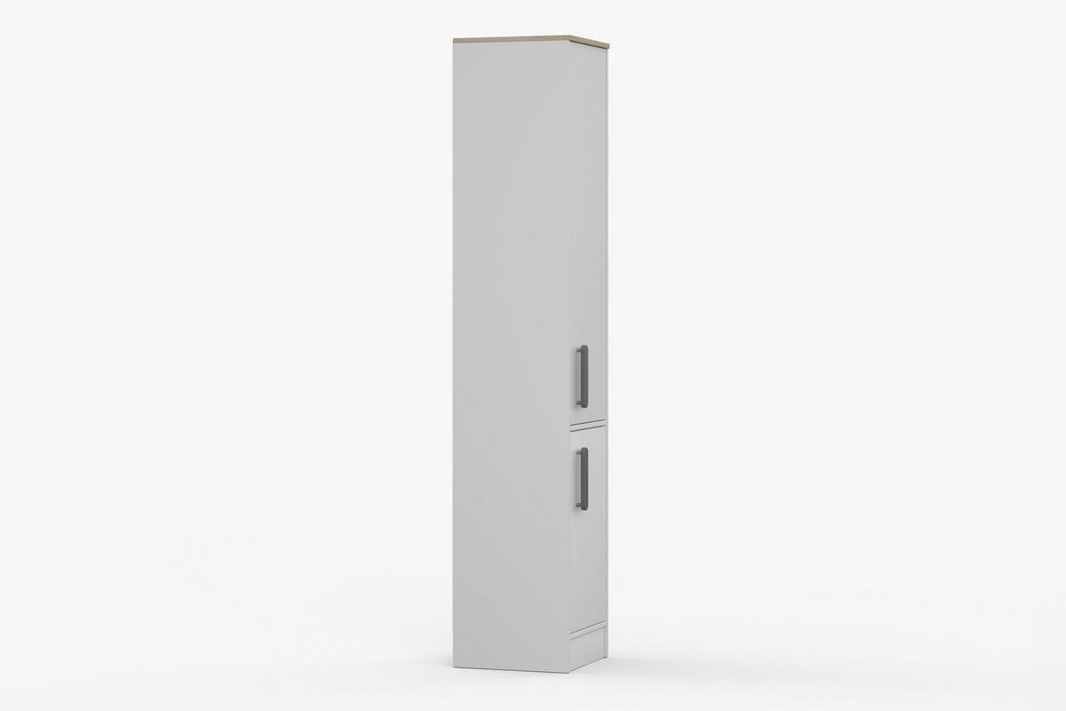 REGAL MIKI 01 Korpus Weiß | Griffe Grau - Dunkelgrau/Weiß, Holz/Holzwerkstoff (40/197/38cm) - Deine Möbel 24