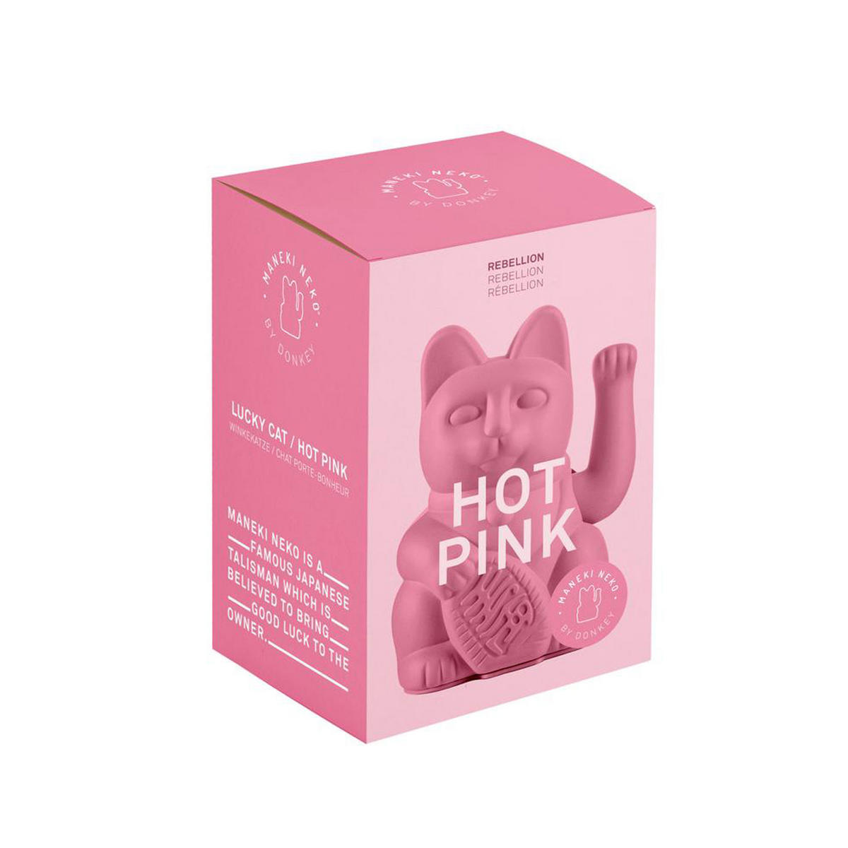 WINKEKATZE Lucky Cat Classic, Kunststoff, Hot Pink, ca. 15 cm - Rosa, Kunststoff (8.5/15/10.5cm) - Donkey Products