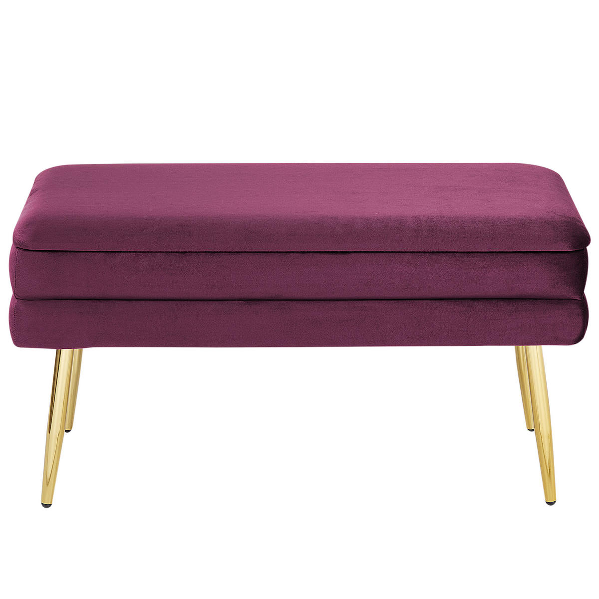 TRUHENBANK Burgunderrot Durham - Rot/Goldfarben, Textil (79/43/37cm) - Beliani