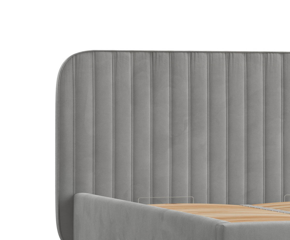 POLSTERBETT Noto Grau 120/200 cm im Samtstoff - Naturfarben/Grau, Holz/Holzwerkstoff (120/200cm) - Maison de Reve