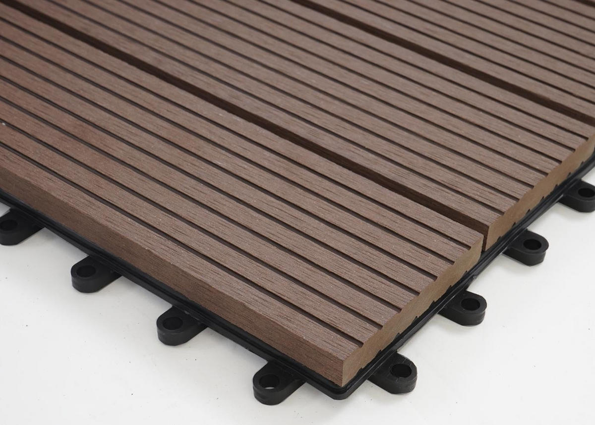 WPC BODENFLIESE 11x 30x30cm Premium Coffee linear - Braun, Kunststoff (30/30/2cm) - BERLINLODGE