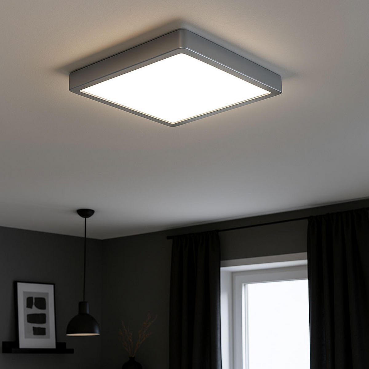 LED DECKENLEUCHTE Stahl Silber Opal - Silberfarben, Metall (28.5/28.5/2.8cm)