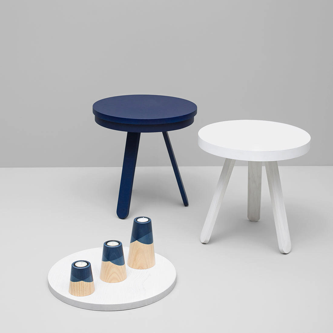 BEISTELLTISCH Batea S mit Tablett - Blau, Holz (42/42/42cm) - Woodendot