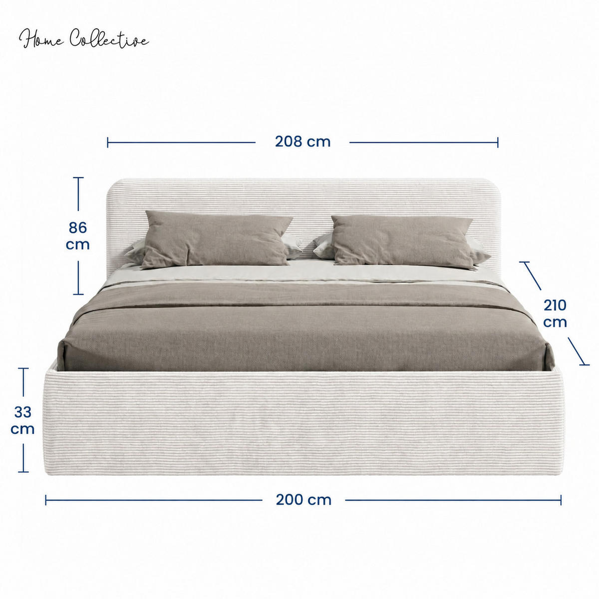 POLSTERBETT mit Bonnell-Matratze 200x200 cm in Weiß - Weiß, Holzwerkstoff/Textil (200/200cm) - Home Collective
