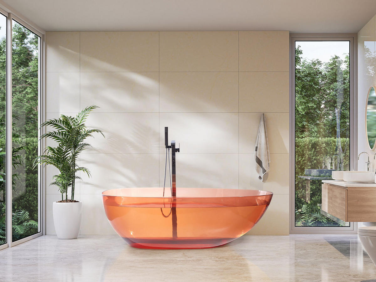 BADEWANNE 78x169x53 cm transparent Blancarena - Terracotta, Kunststoff (78/53/169cm) - Beliani