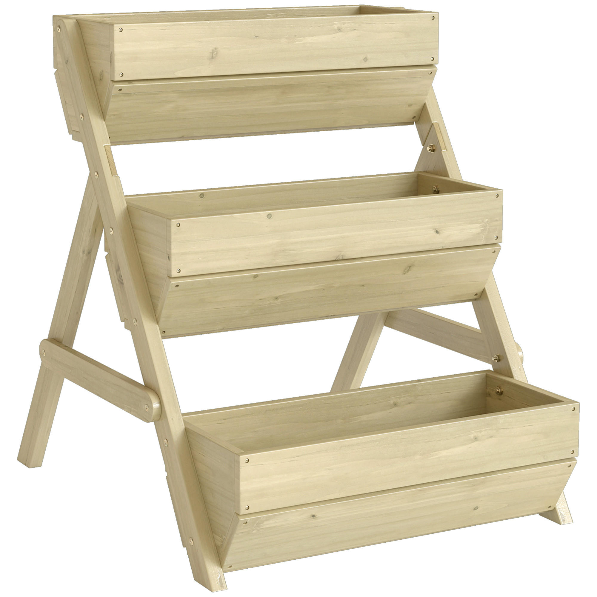 BLUMENTREPPE mit 3 Etagen aus Holz - Braun, Holz (65/76/75cm) - Outsunny