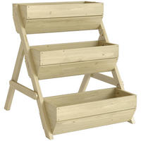 BLUMENTREPPE mit 3 Etagen aus Holz - Braun, Holz (65/76/75cm) - Outsunny